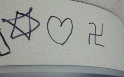A Star of David pictured next to a swastika, in another example of anti-Semitic graffiti  (Source: Buzzfeed)