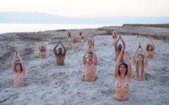 Artist Spencer Tunick invited 15 male and female nude volunteers to help raise awareness of the environmental impact on the Dead Sea. Credit: Spencer Tunick Artist Spencer Tunick invited 15 male and female nude volunteers to help raise awareness of the environmental impact on the Dead Sea. Credit: Spencer Tunick