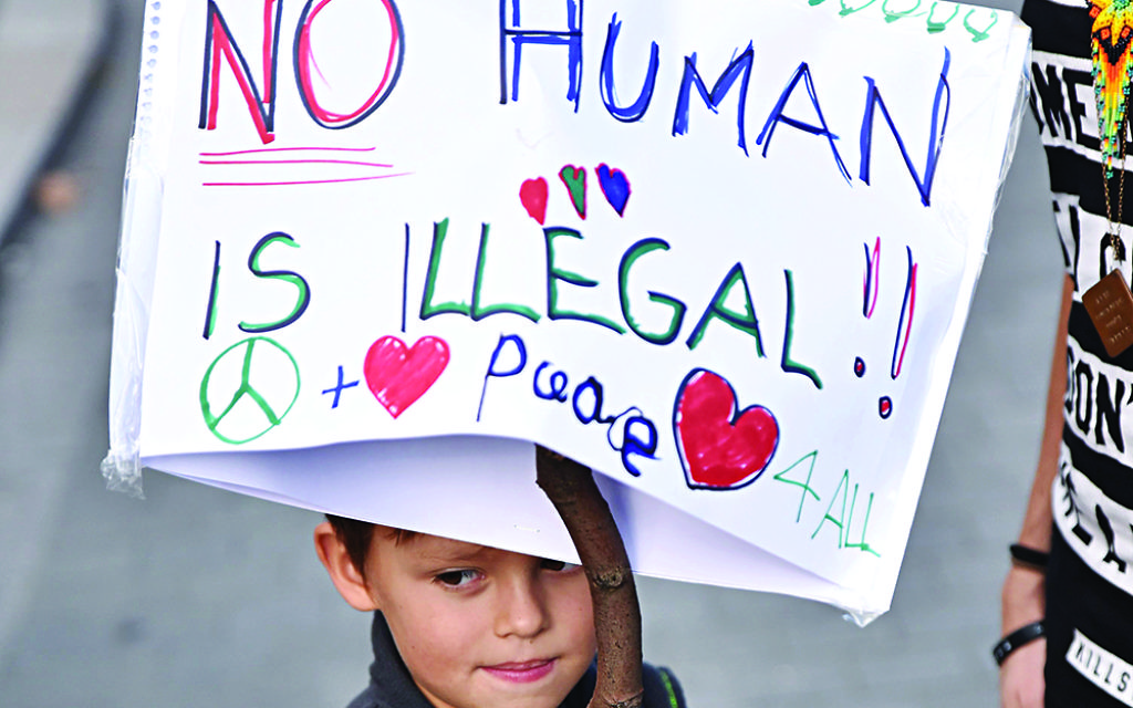 Protesters in support refugees in Westminster