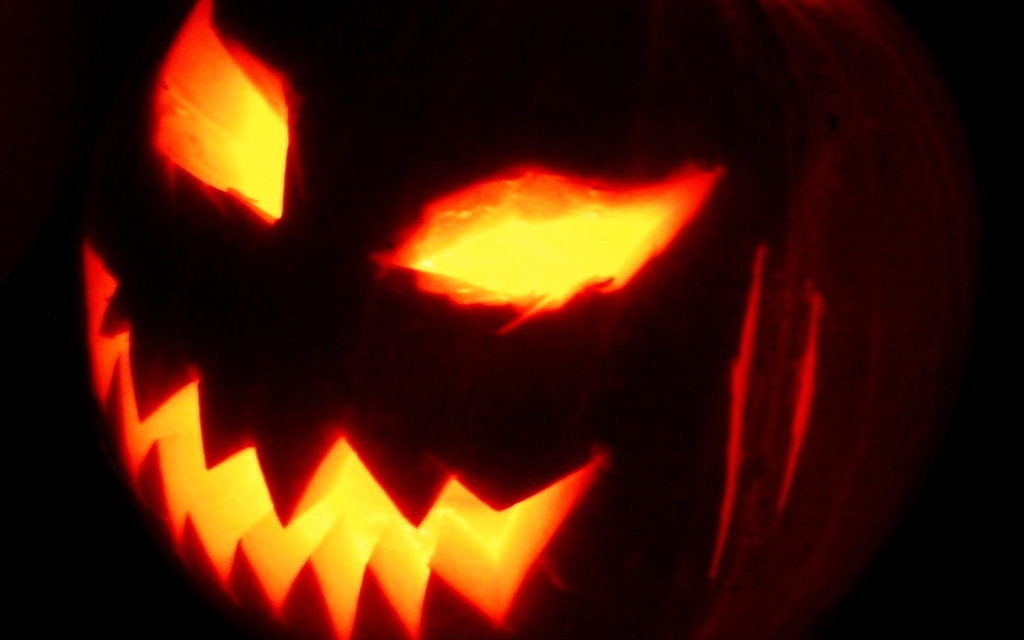 A Jack-o-lantern, on Halloween