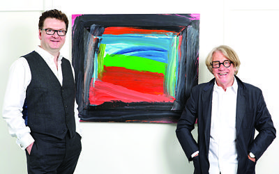 Fortnum & Mason CEO Ewan Venters and Frank Cohen with Howard Hodgkin’s Going To America, 1999