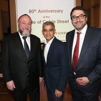 L-R: The Chief Rabbi, Sadiq Khan and Adrian Cohen (right)