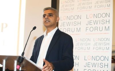 London Mayor Sadiq Khan addressing a London Jewish Forum event.