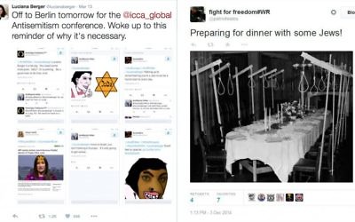 Examples of anti-Semitic hatred being posted on Twitter