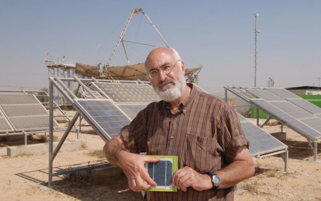 Professor David Faiman with solar panels and the latest clean energy technology