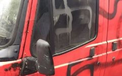 Vehicles daubed with swastikas opposite Beis Malka Girls School in Stamford Hill, north London. (Photo credit: Shomrim/PA Wire)