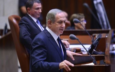 Benjamin Netanyahu speaking in the Knesset. (Photo by Ohad Zwigenberg/POOL via JINIPIX)