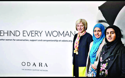 Prime Minister Theresa May with Odara founder Aysha Iqbal (right)