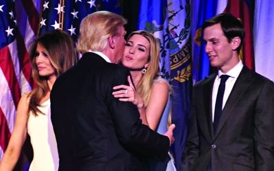 Ivanka Trump embracing her father, President Donald