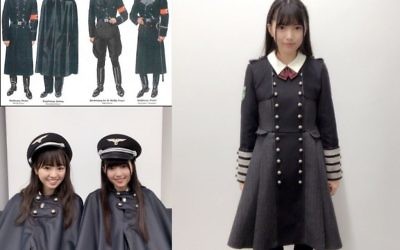 A social media user compares the Halloween costume of girl group Keyakizaka46 with Nazi SS uniforms from World War II. (@TMATO30KCAL on Twitter)