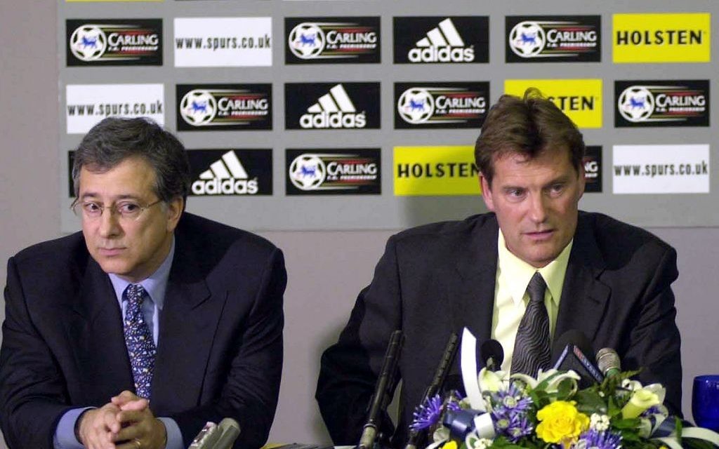David  Bulcher (left) with former Spurs boss Glenn Hoddle (right)