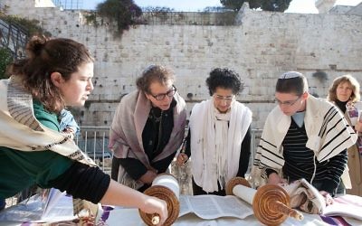 Women of the Wall reading from the Torah at Robinson's Arch at the Western Wall complex in Jerusalem