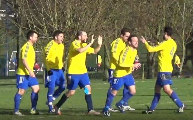 London Lions Masters celebrate Saul Conway's extra time winner
