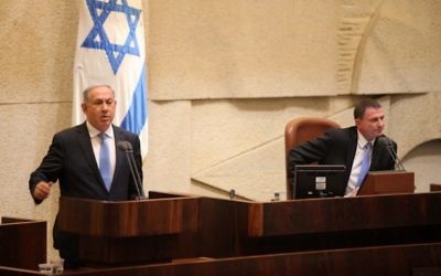 Prime minister Benjamin Netanyahu speaking in the Knesset in 2016