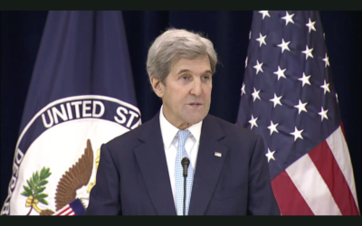 Senator John Kerry giving his farewell address as secretary of state