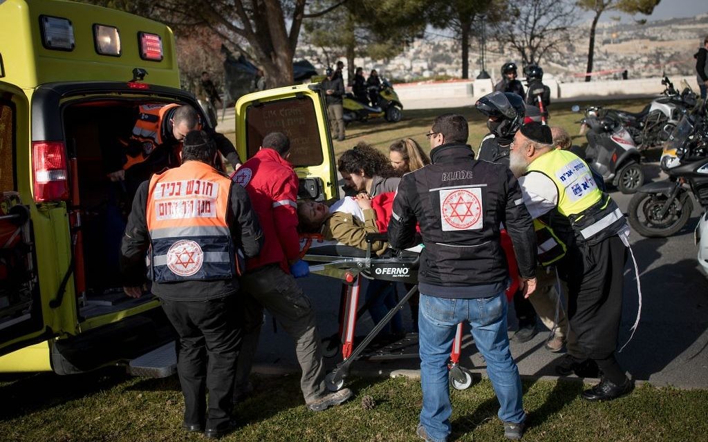 The scene where a truck rammed in a group of Israeli soldiers in Jerusalem last weekend.
