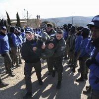 Israeli police evicts settlers from the West Bank outpost of Amona,  (AP Photo/Oded Balilty)
