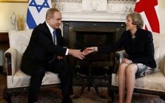 Prime Minister Theresa May with Israeli Prime Minister Benjamin Netanyahu in Downing Street (Photo credit: Peter Nicholls/PA Wire)