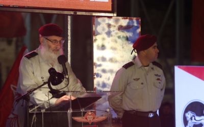 Eyal Karim. Chief Raddi of the IDF addressing the new recruits