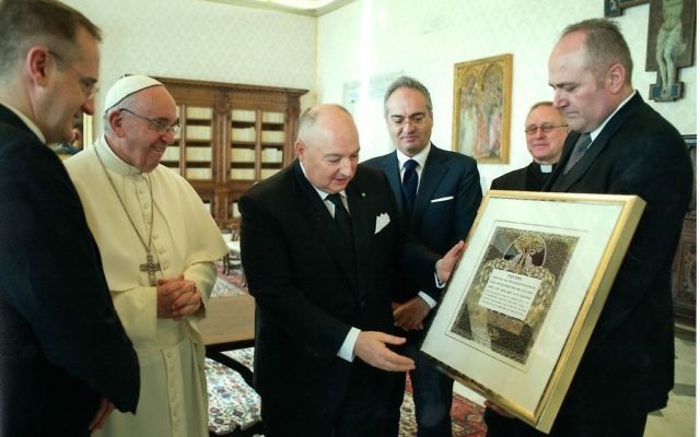 Handing the Pope the Blessing of the Home