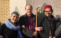 Rabbi Laura Janner-Klausner with Bishop of Edmonton Rob Wickham and Imam Ajmal Masroor