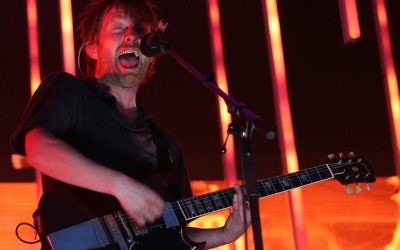 Radiohead frontman Thom Yorke in action