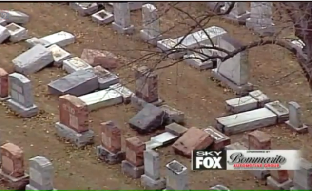 Vandalised graves in St. Louis