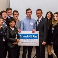 A group photo with a StandWithUs banner