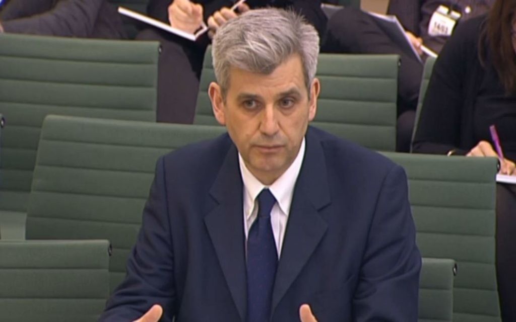 Peter Barron, Vice-President, Communications and Public Affairs for Google Europe, the Middle East and Africa, in front of the Home Affairs Select Committee in the House of Commons, London answering questions on the subject of Hate crime and its violent consequences. (Photo credit: PA Wire)