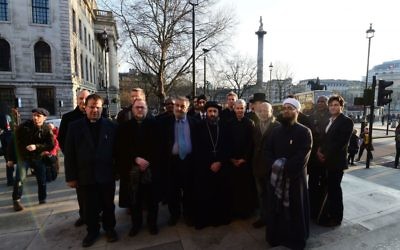 Religious leaders arriving for the candlelight vigil in Trafalgar Square. (Photo credit: Lauren Hurley/PA Wire)