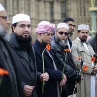 Muslim leaders pay respects at vigil held on Westminster Bridge in London, exactly a week since the Westminster terror attack took place. (Photo credit: Yui Mok/PA Wire)