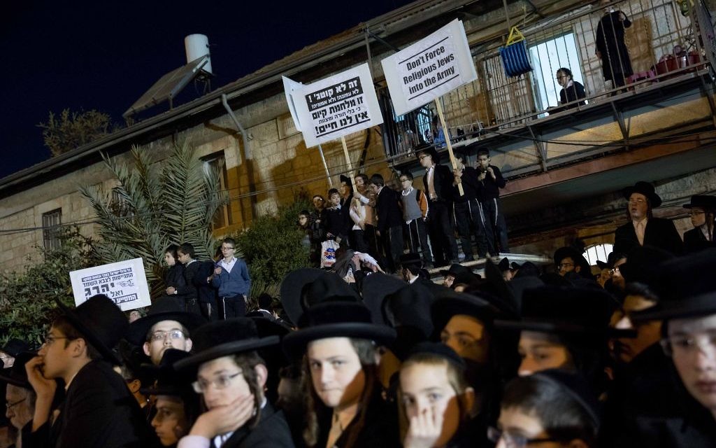 Thousands of ultra orthodox Jews protest the arrest of ultra-Orthodox draft dodgers, at a rally against army recruitment in Jerusalem earlier in 2017. (Photo by: JINIPIX)