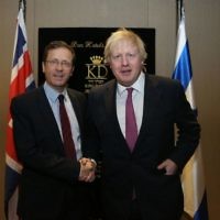Boris Johnson (right) with Labour leader in Israel, Isaac Herzog
