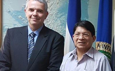 MFA Deputy Director-General for Latin America Modi Efraim with Nicaraguan FM Denis Ronaldo Moncada Colindres in Managua.

(Credit: Israel's ministry of Foreign Affairs on Twitter)