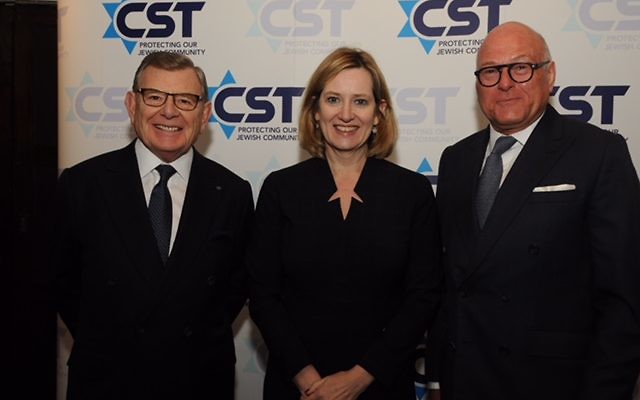 Gerald Roson (L) with Home Secretary Amber Rudd (C) and CST Deputy Chairman Lloyd Dorfman CBE.
