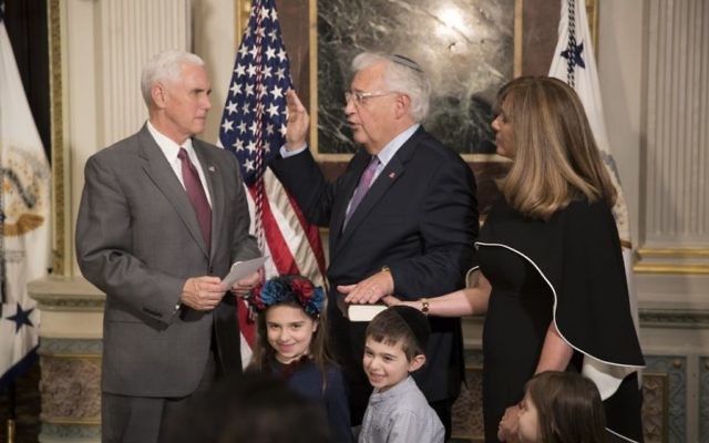 David Friedman being sworn in by Vice President Mike Pence
