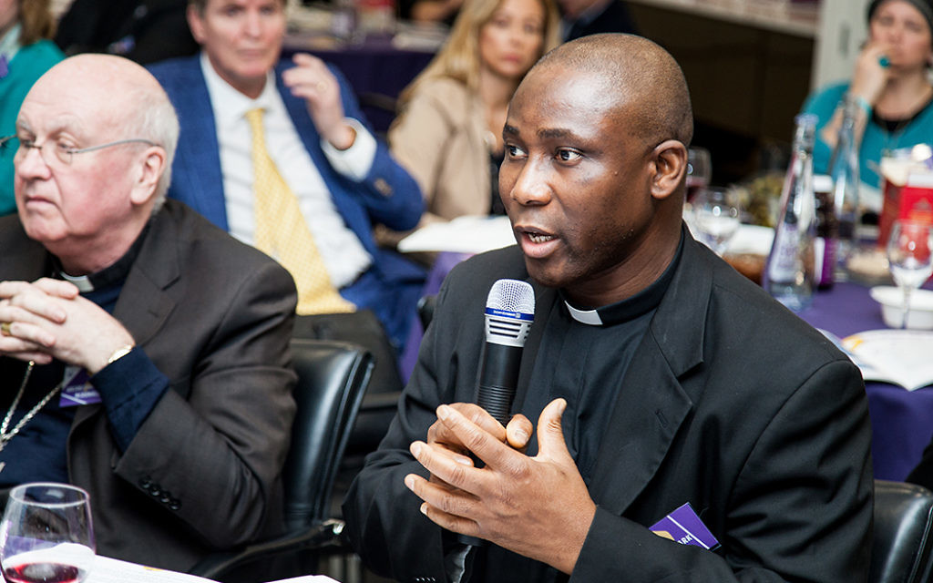 Father Mark Odionof of the Catholic Church, speaking about modern slavery and human trafficking in his native Nigeria