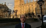 Jonathan Greenblatt in London, outside the Houses of Parliament