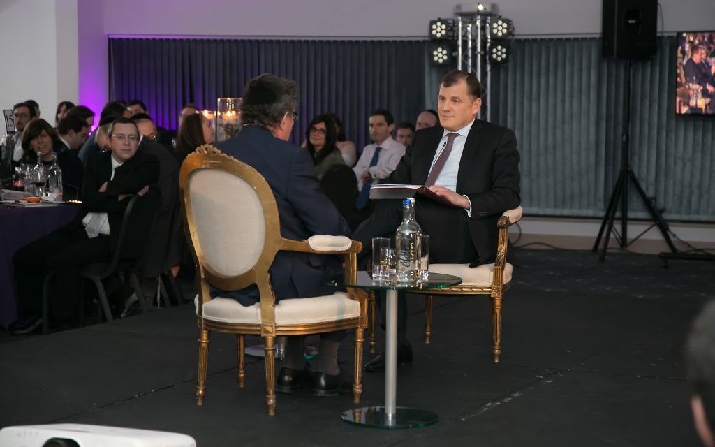 Lord Kestenbaum speaking with Lord Robert Winston