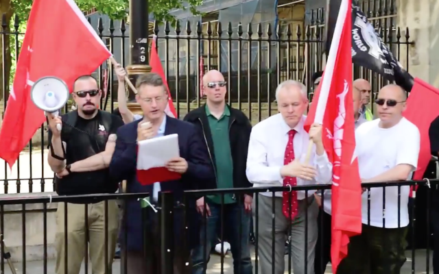 Far right extremist Jeremy Bedford-Turner addressing a neo-Nazi rally in Whitehall
