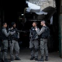 Israeli security forces in Jerusalem's Old City after a stabbing attack in which three people were injured and the assailant was shot by Israeli police, on April 1, 2017.

 Credit:  JINIPIX