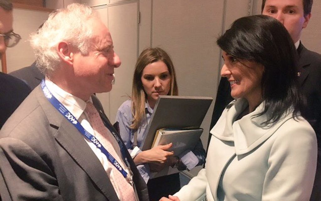 Board of Deputies president Jonathan Arkush meets with Nikki Haley