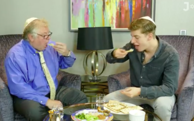 Nick Ferrari with his first experience of matzah and bitter herb