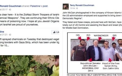 Terry Couchman posts using the term ZioNazi