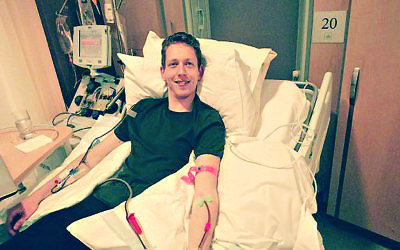 David Gould saving a life by donating stem cells