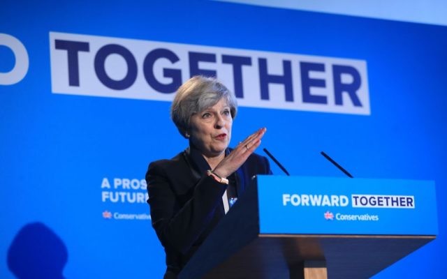 Theresa May launching the Conservative Manifesto