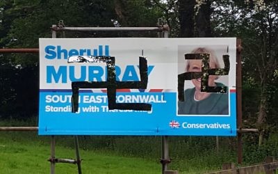Nazi swastikas have been daubed on the posters of Conservative General Election candidate Sheryll Murray in Cornwall. 

Photo credit: Conservative Party/PA Wire