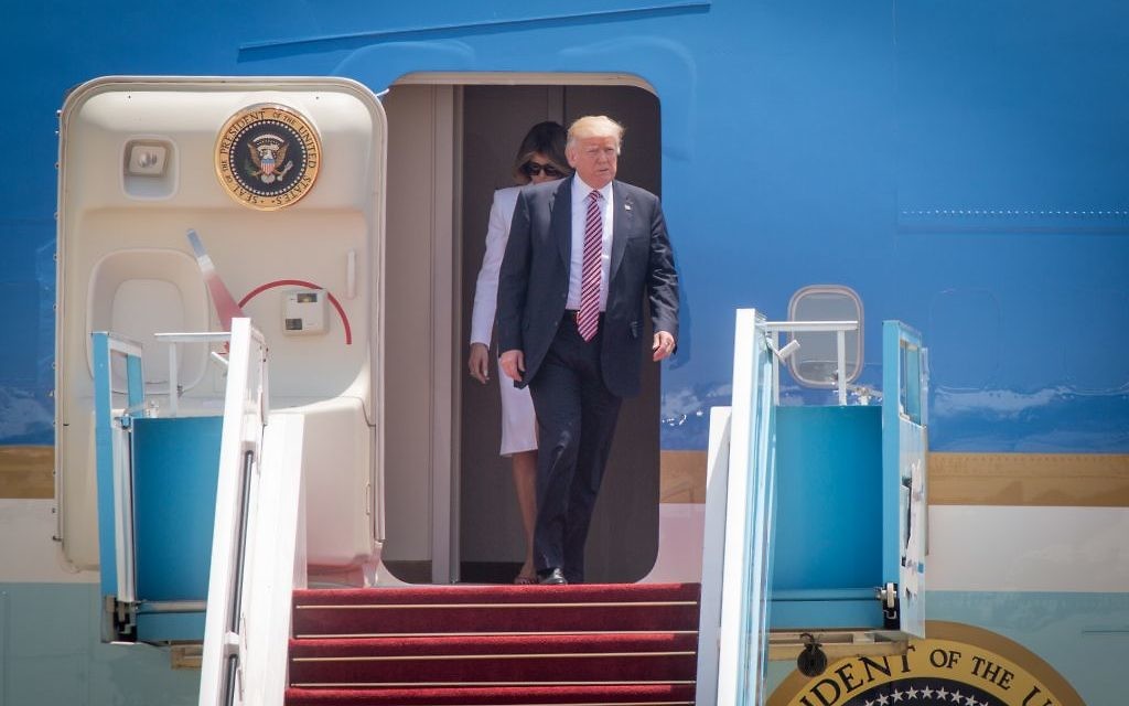 Donald Trump at a welcoming ceremony  as he arrives at Ben Gurion Airport near Tel Aviv on May 22, 2017,   Photo by : JINIPIX