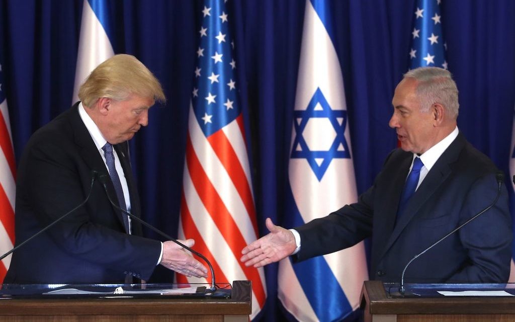 Israeli prime minister Benjamin Netanyahu and US president Donald Trump give join press statements at PM Netanyahu's residence in Jerusalem

 Photo by Marc Israel Sellem/POOL via JINIPIX