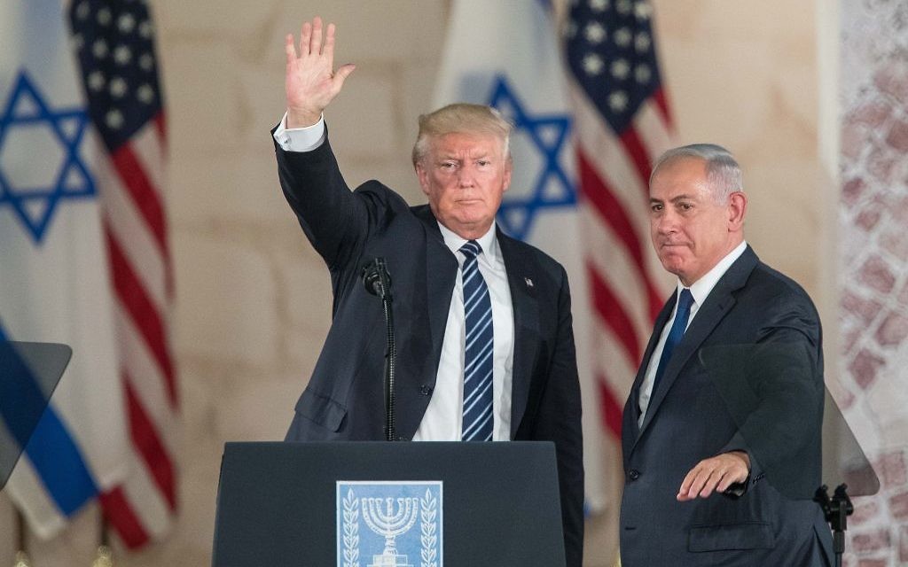 US president Donald Trump and Israeli Prime Minister Benjamin Netanyahu arrive to give their final remarks at the Israel Museum in Jerusalem before Trump departure, on May 23, 2017. Photo by: JINIPIX